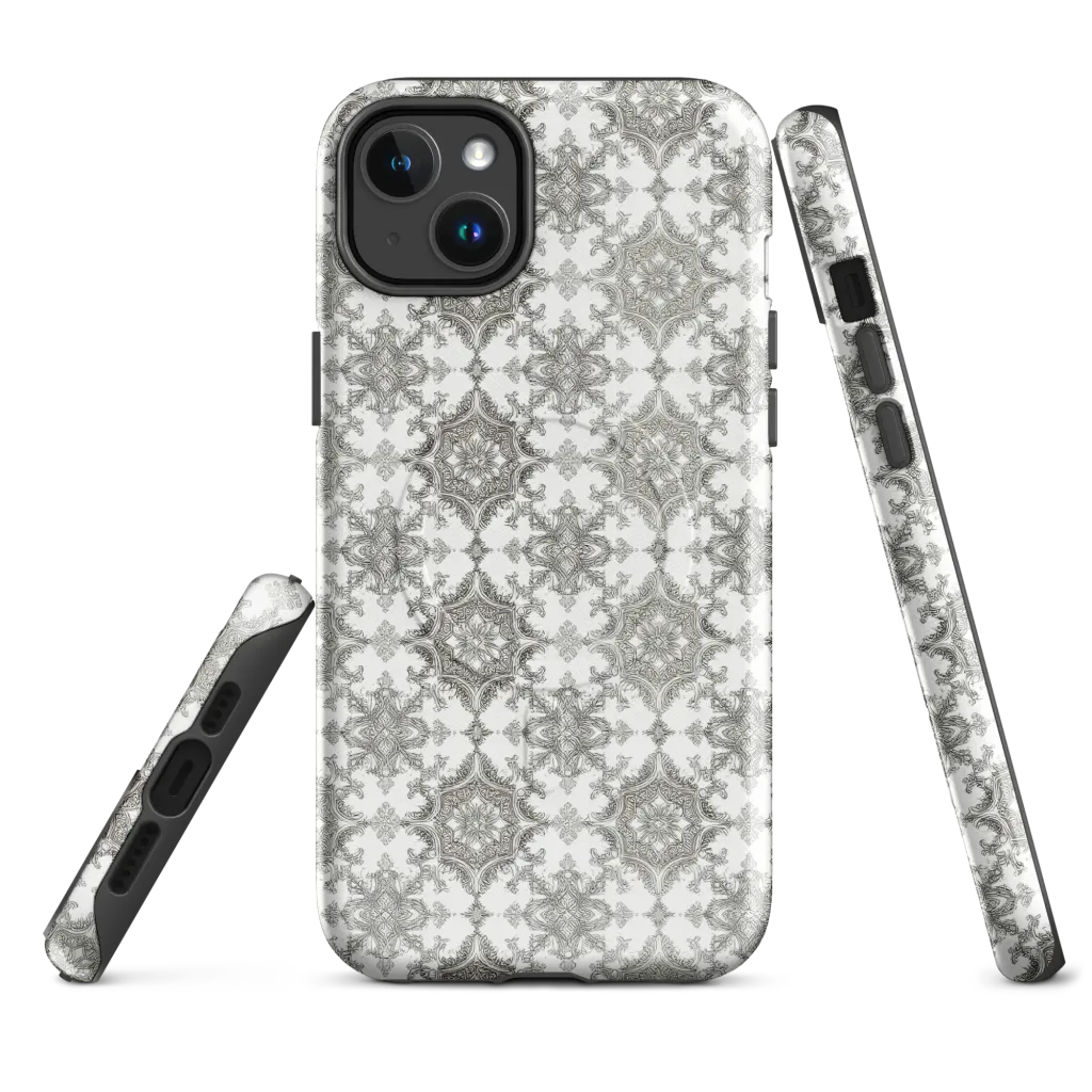 Silver Damask on MagSafe Tough Case for iPhone® — Front