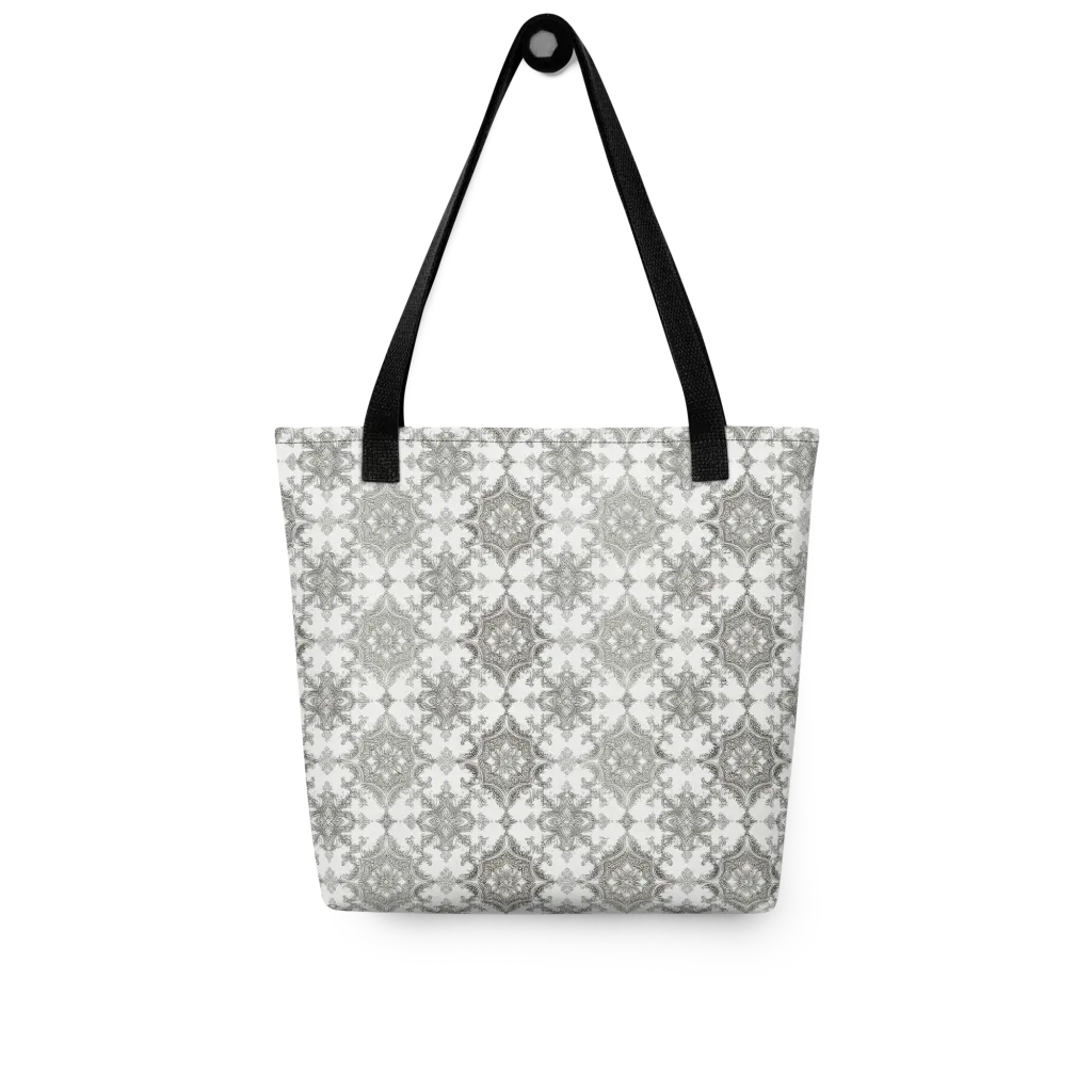 Silver Damask on Tote Bag — Front