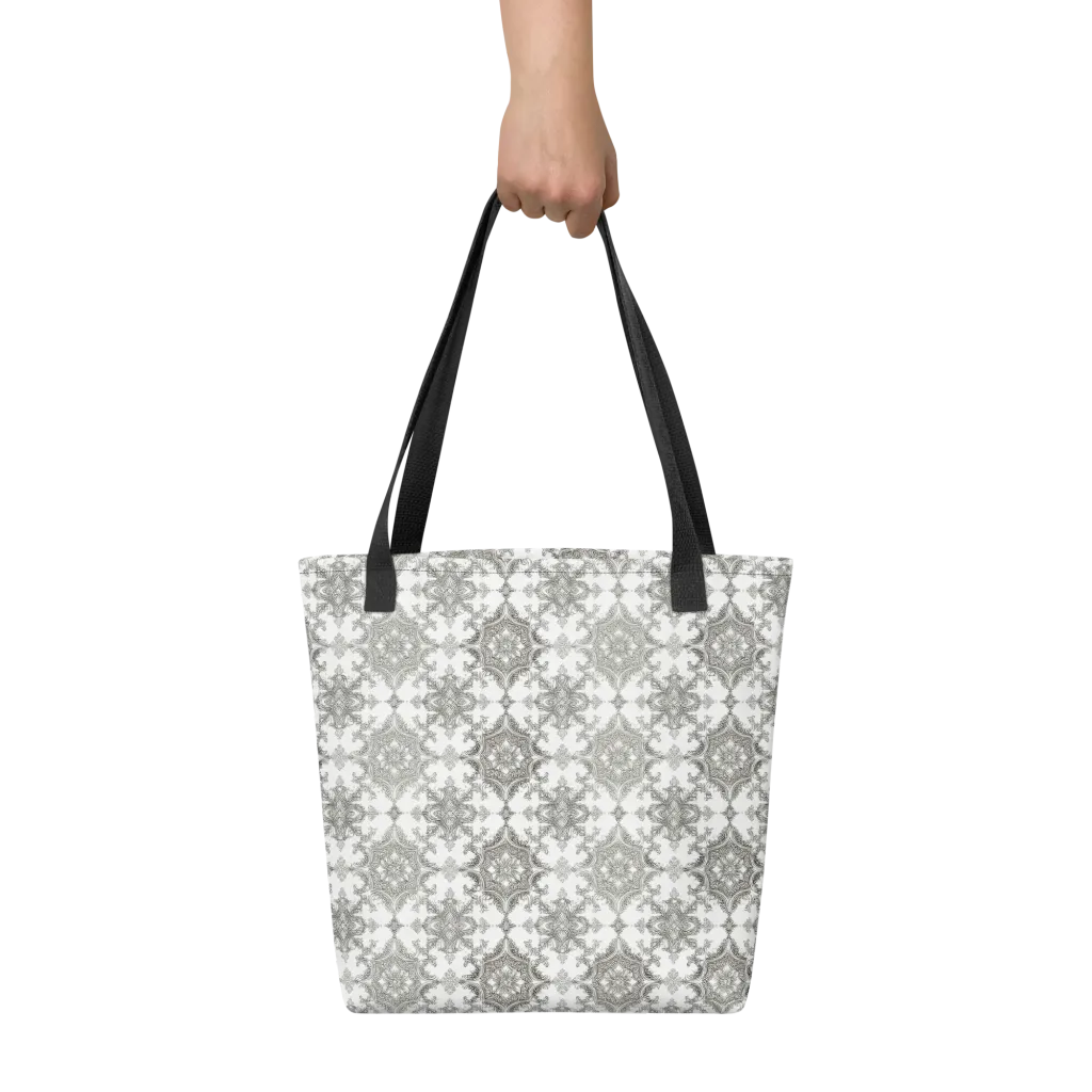 Silver Damask on Tote Bag — Front