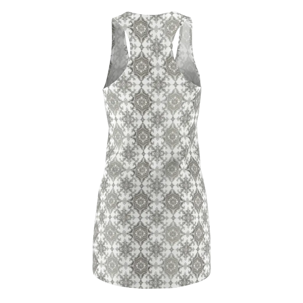 Silver Damask on Racerback Dress — Back