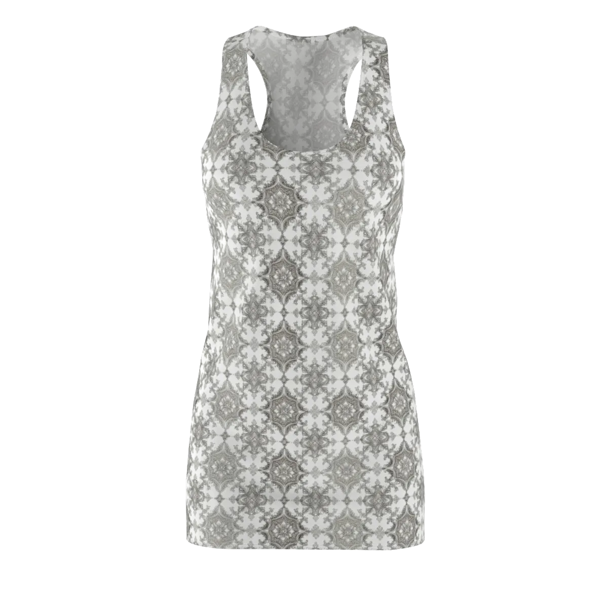 Silver Damask on Racerback Dress — Front