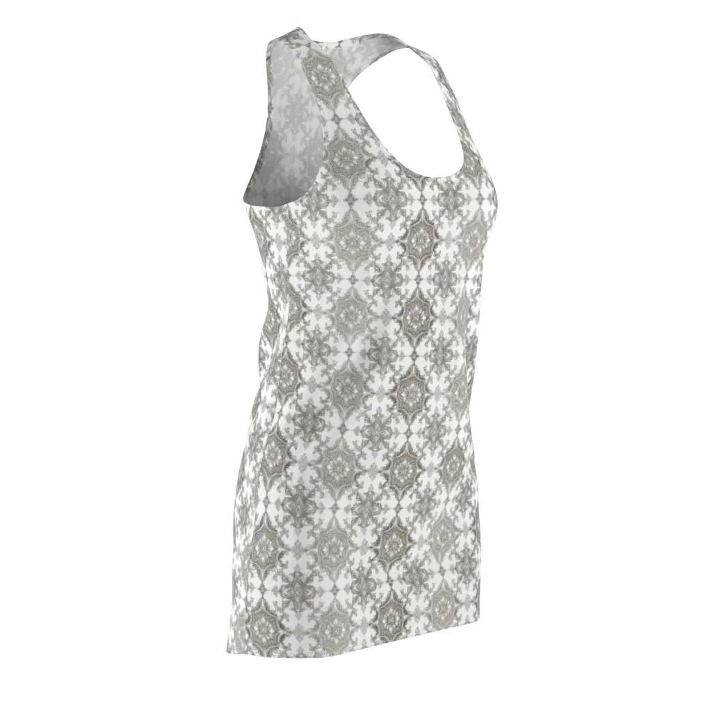 Silver Damask on Racerback Dress — Front Side