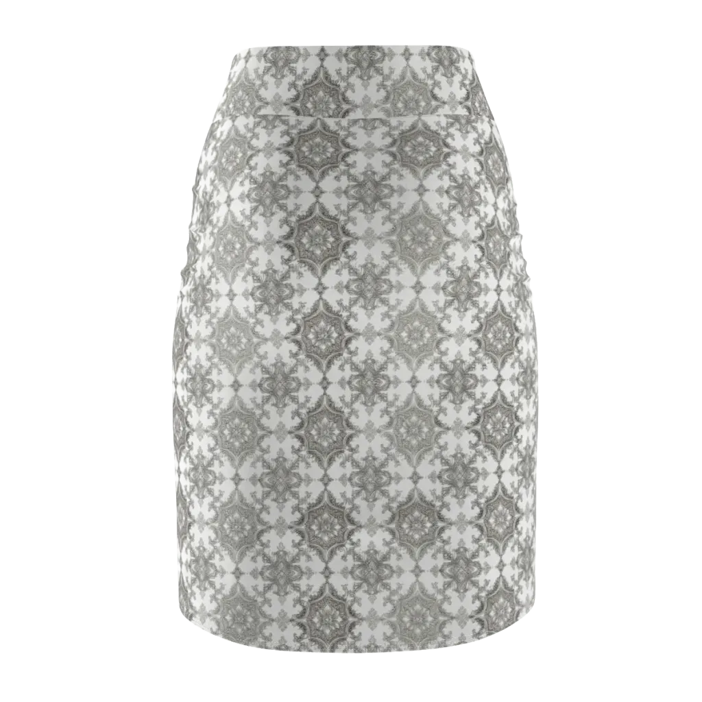 Silver Damask on Pencil Skirt — Back