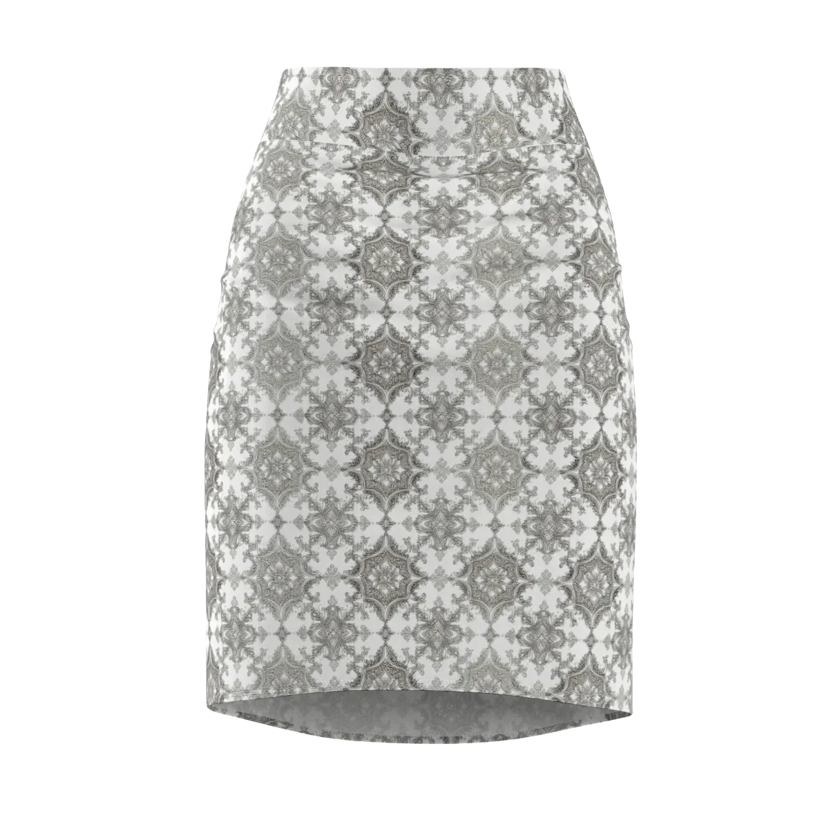 Silver Damask on Pencil Skirt — Front