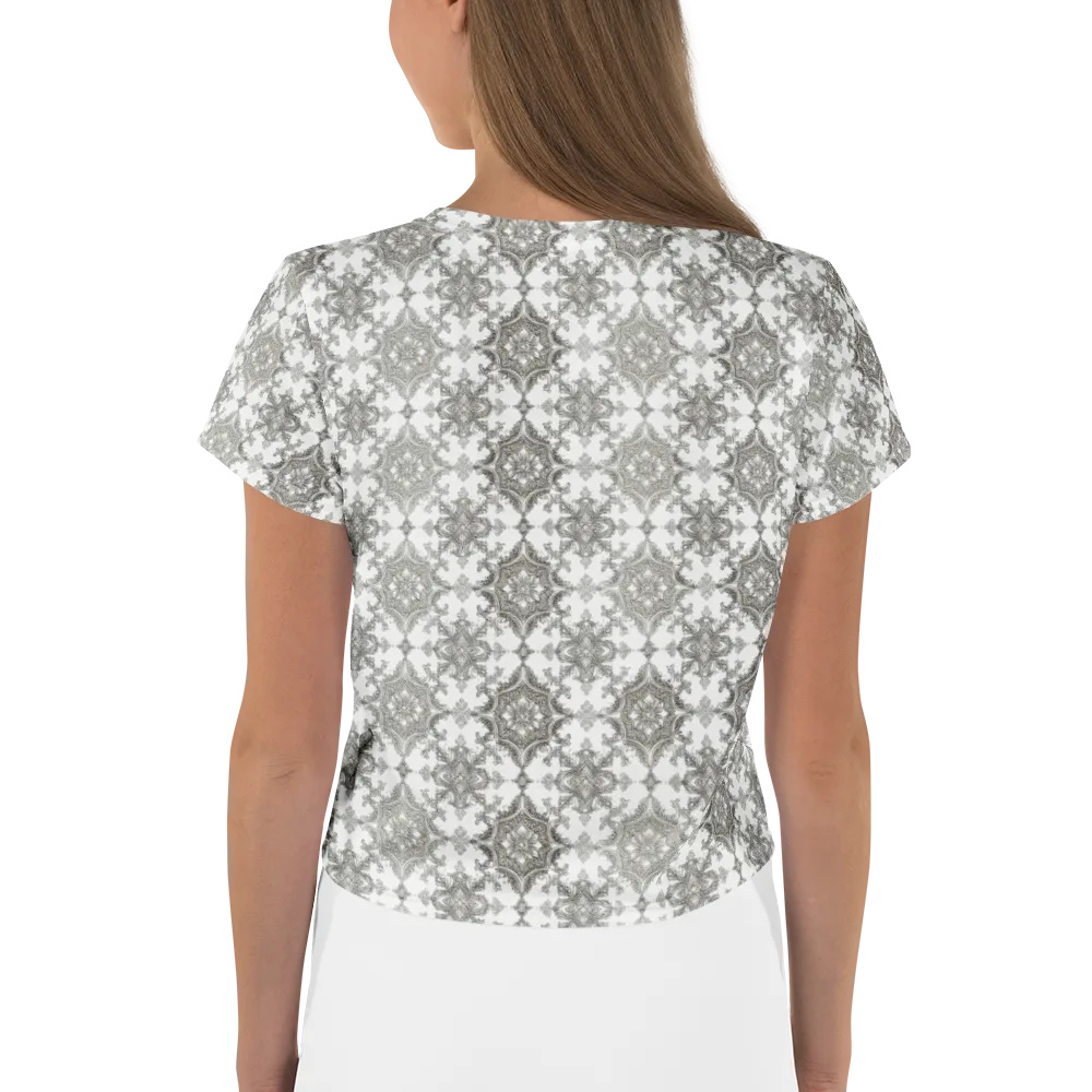 Silver Damask on Crop Tee — Back