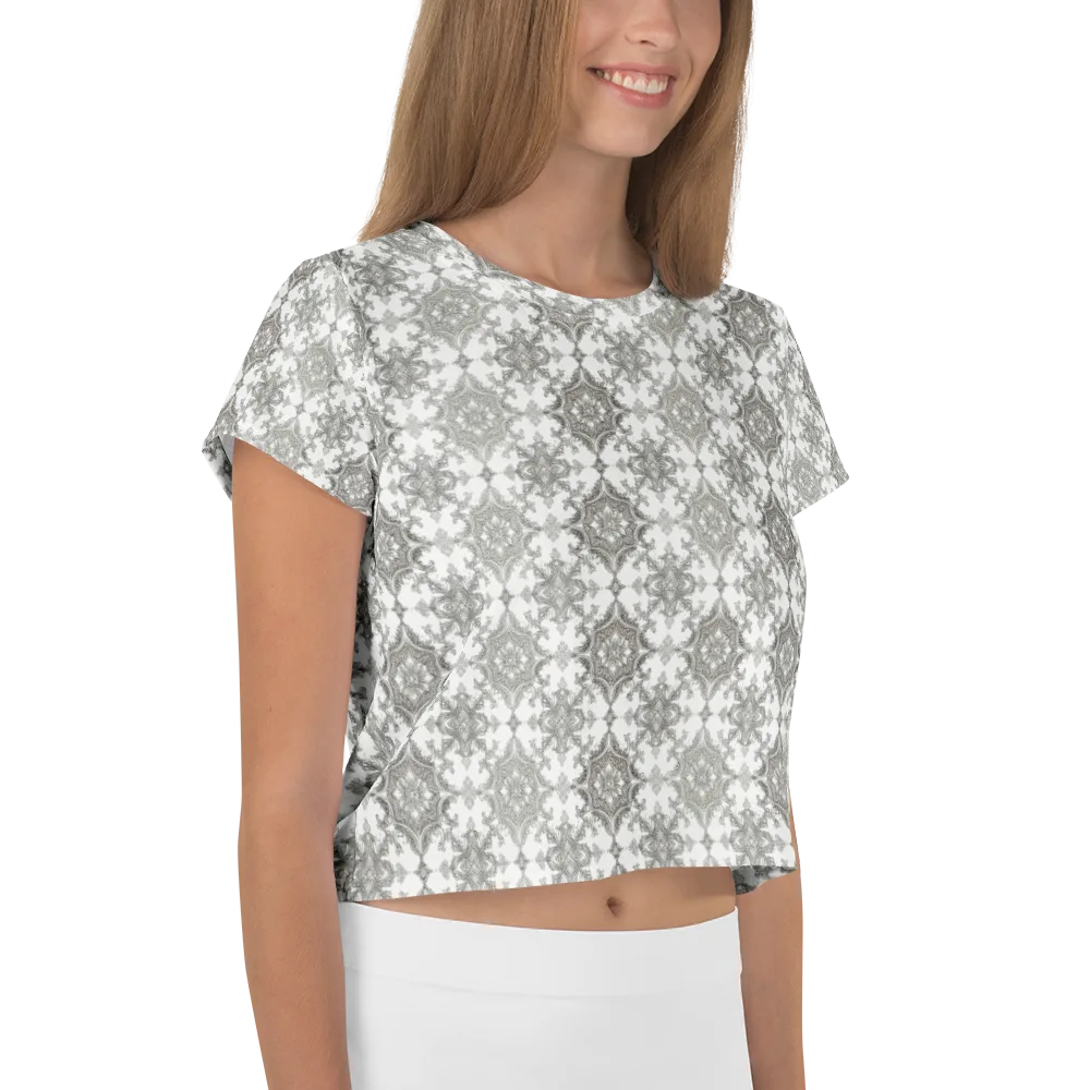 Silver Damask on Crop Tee — Right