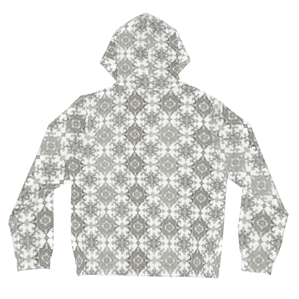 Silver Damask on Women's Full-Zip Hoodie — Back