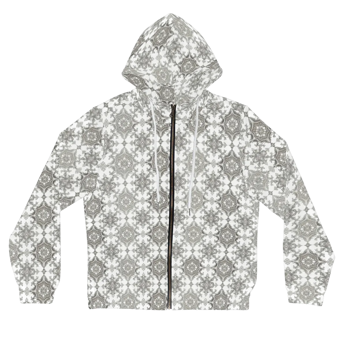 Silver Damask on Women's Full-Zip Hoodie — Front