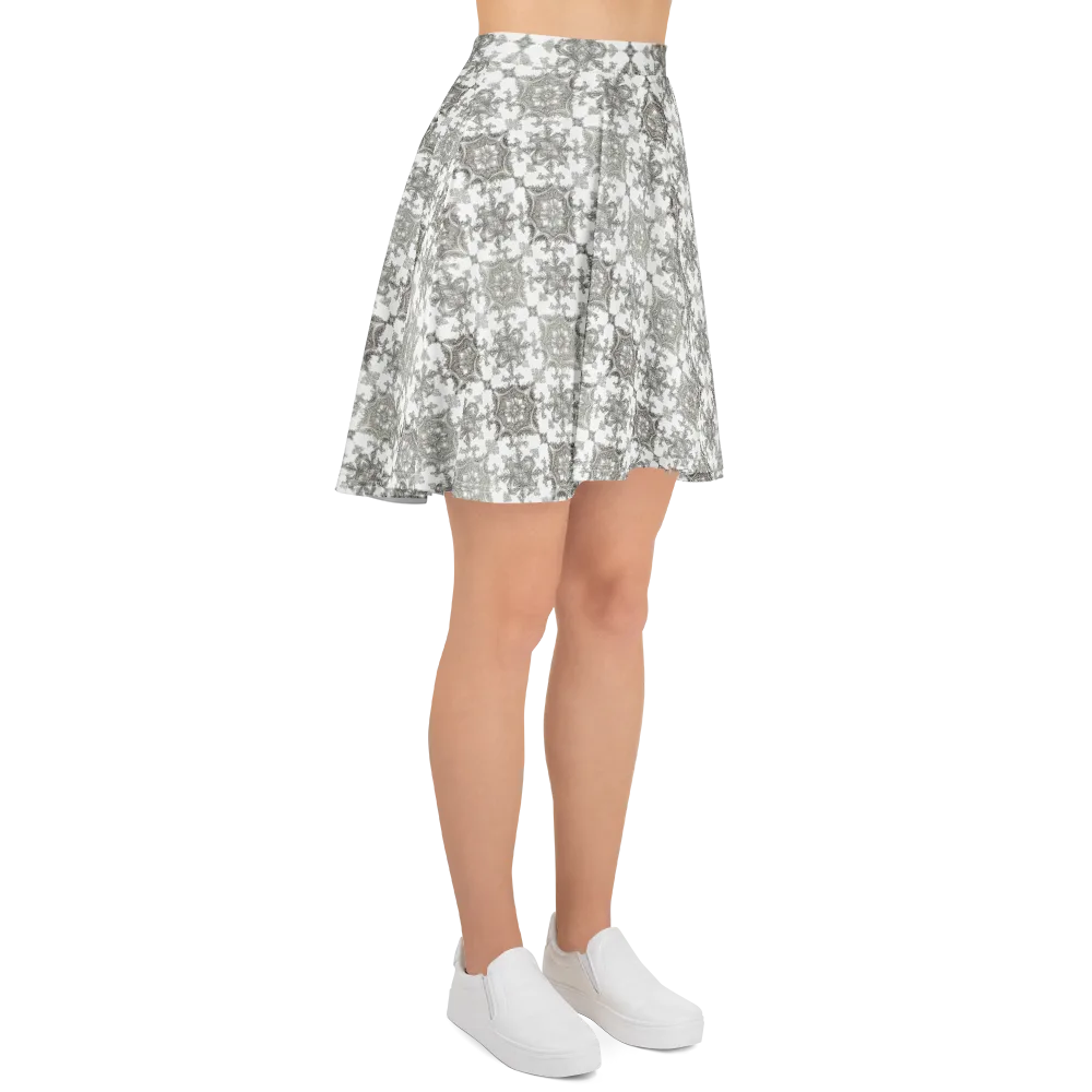 Silver Damask on Skater Skirt — Right