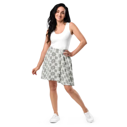 Silver Damask on a Skater Skirt