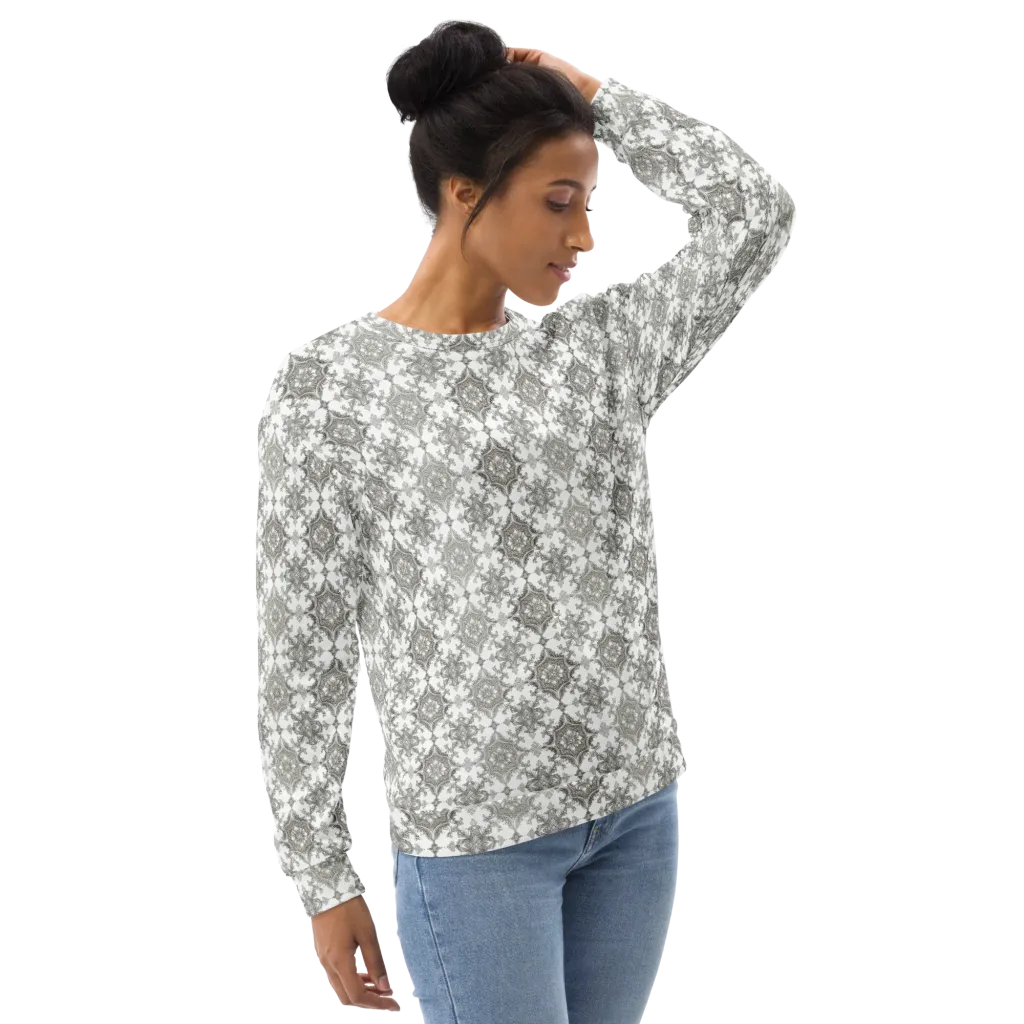 Silver Damask on Sweatshirt — Right Front