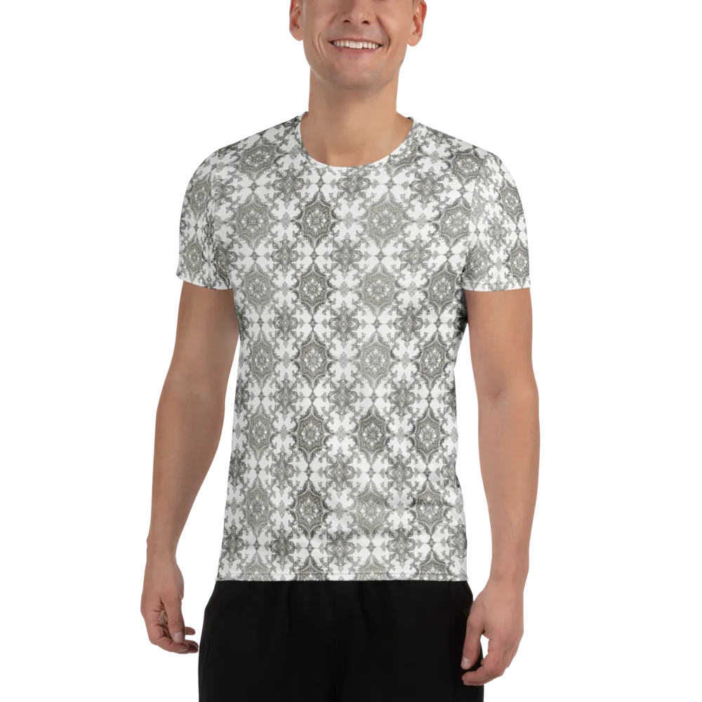 Silver Damask on Men's Athletic T-Shirt — Front