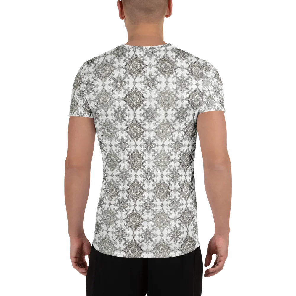Silver Damask on Men's Athletic T-Shirt — Back