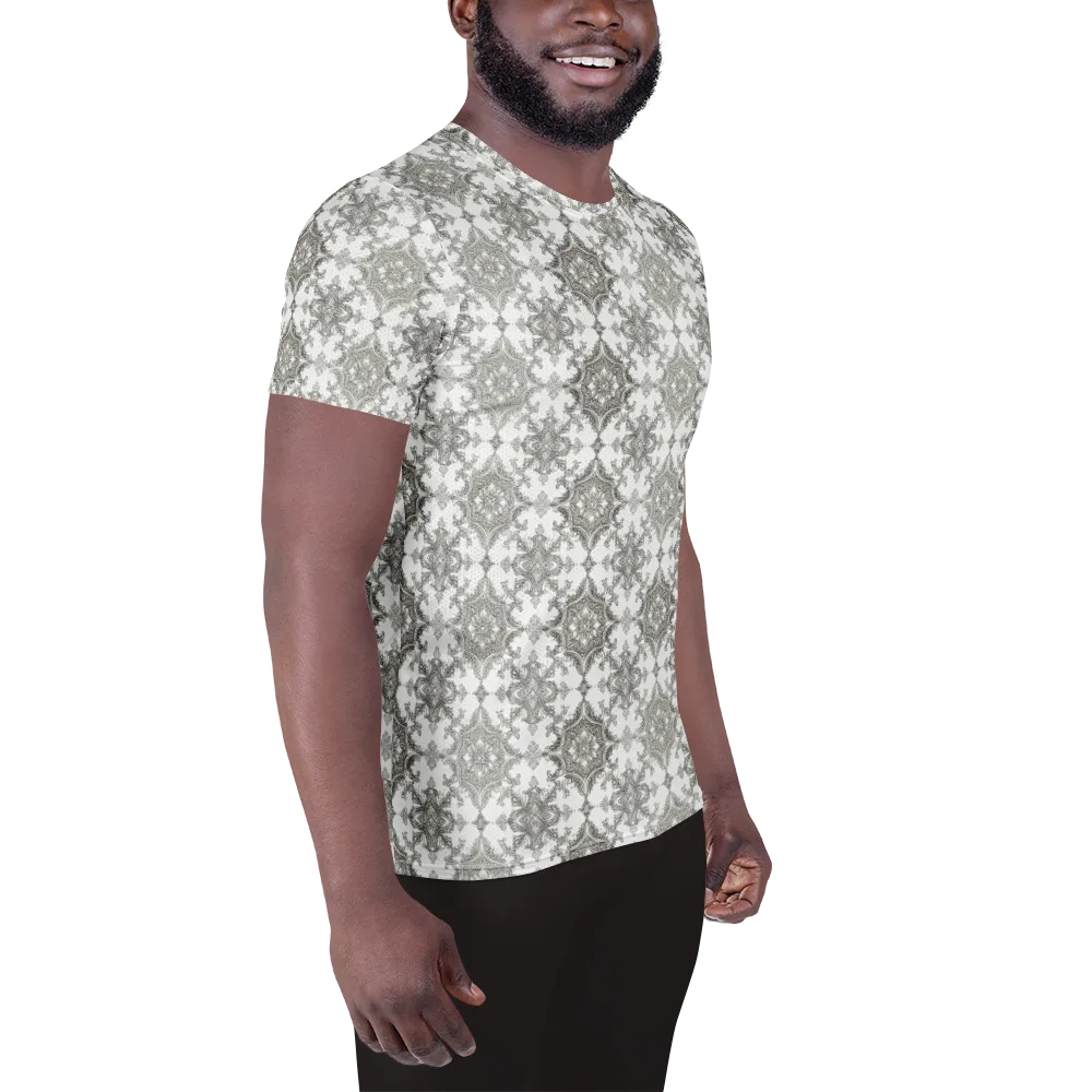 Silver Damask on Men's Athletic T-Shirt — Right