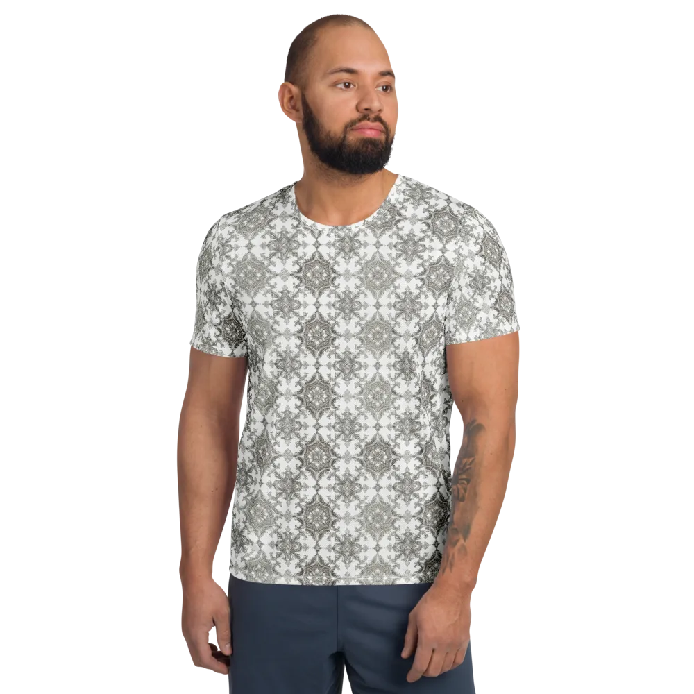 Silver Damask on Men's Athletic T-Shirt — Front