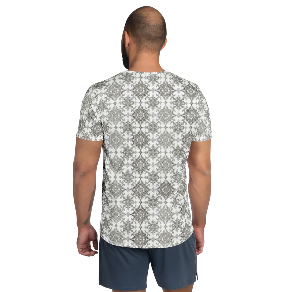 Silver Damask on Men's Athletic T-Shirt — Back
