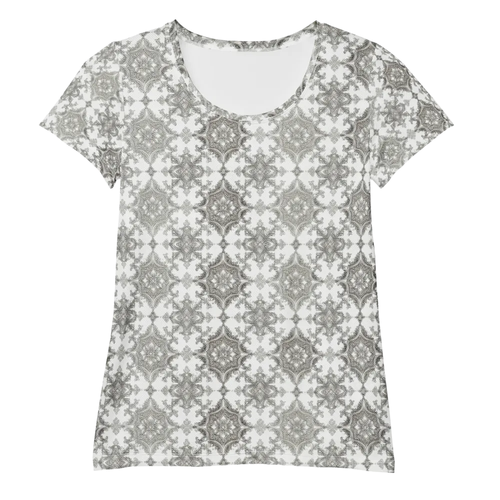 Silver Damask on Women's Athletic T-Shirt — Front