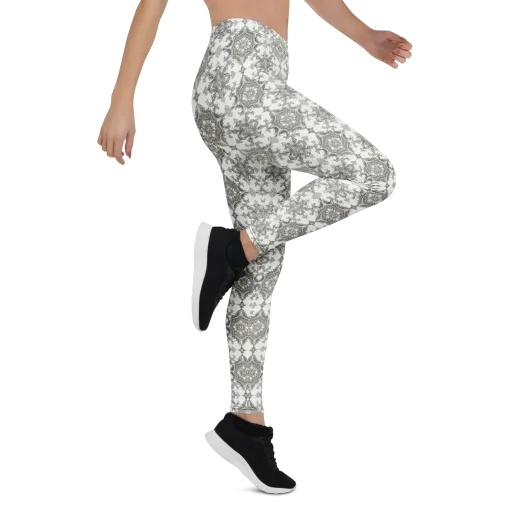 Silver Damask on a Leggings