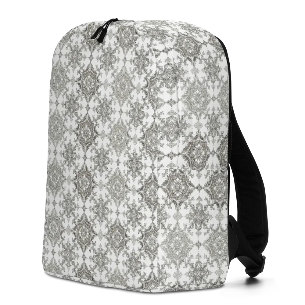 Silver Damask on Minimalist Backpack — Left