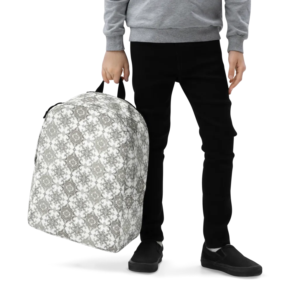 Silver Damask on Minimalist Backpack — Zoomed-in