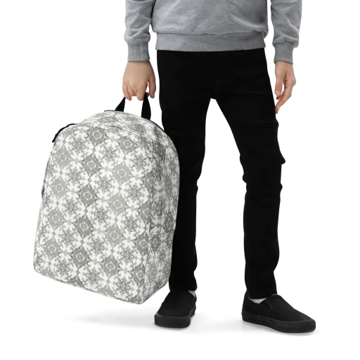 Silver Damask on a Minimalist Backpack