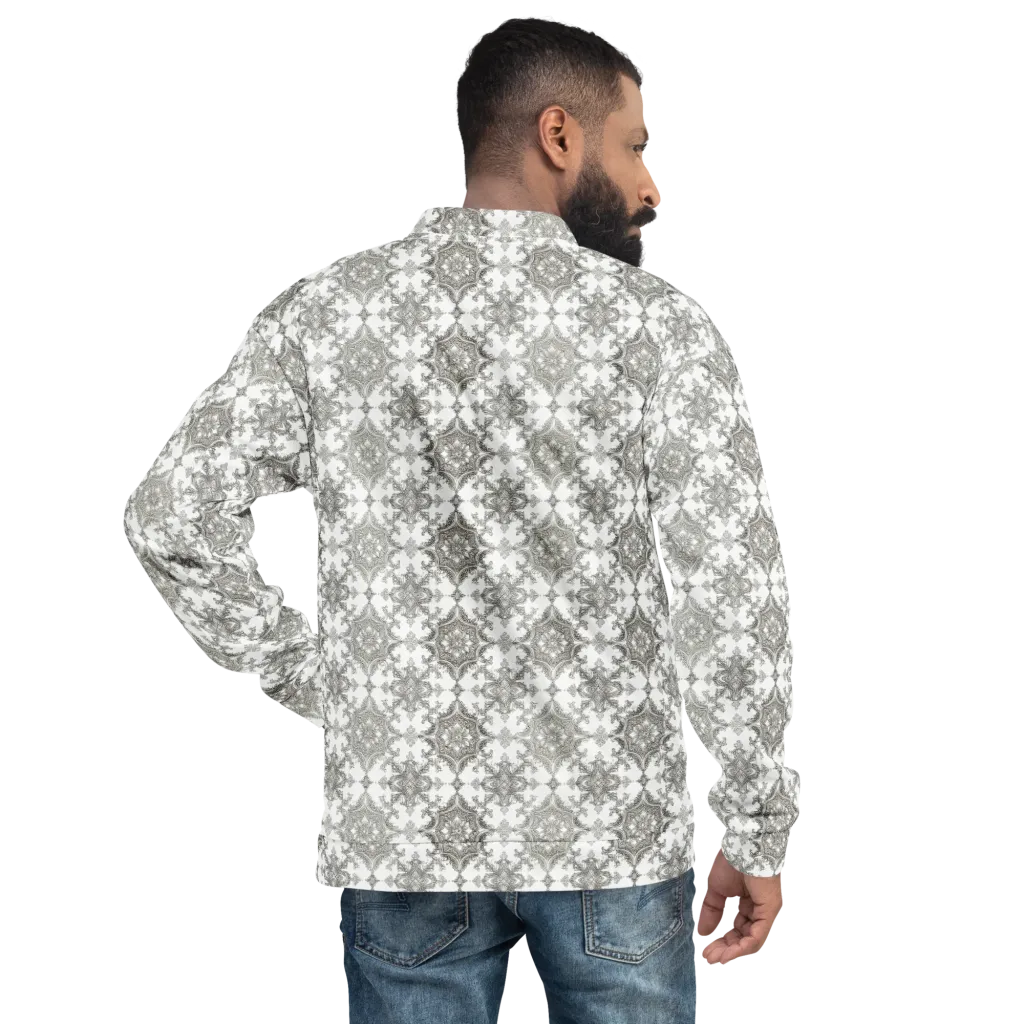 Silver Damask on Bomber Jacket — Back