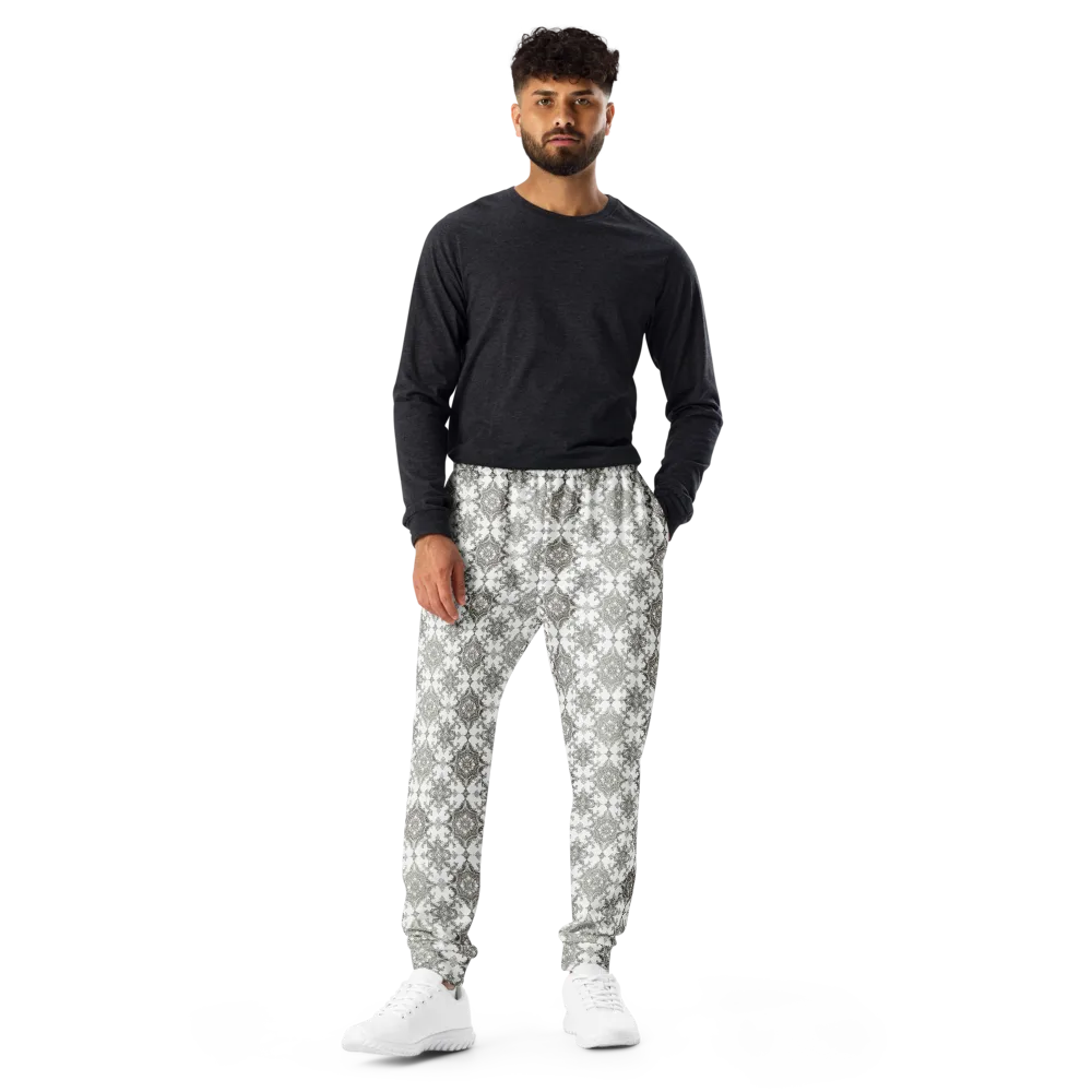Silver Damask on Men's Joggers — Front