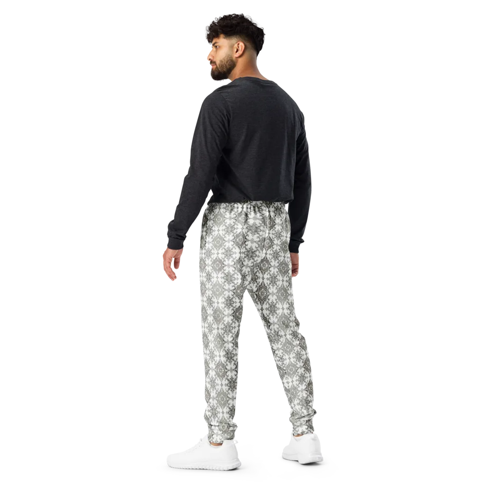 Silver Damask on Men's Joggers — Back