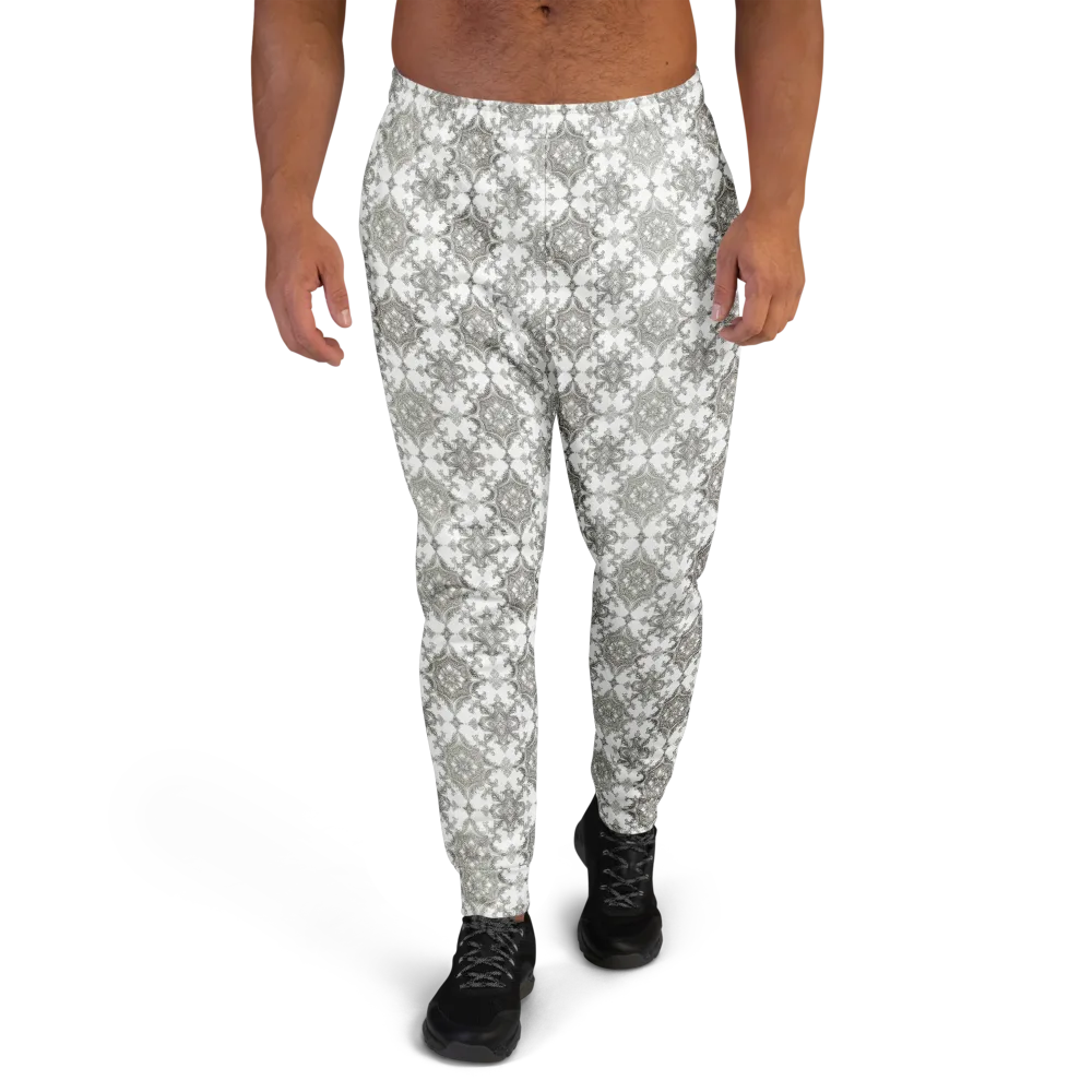 Silver Damask on Men's Joggers — Front