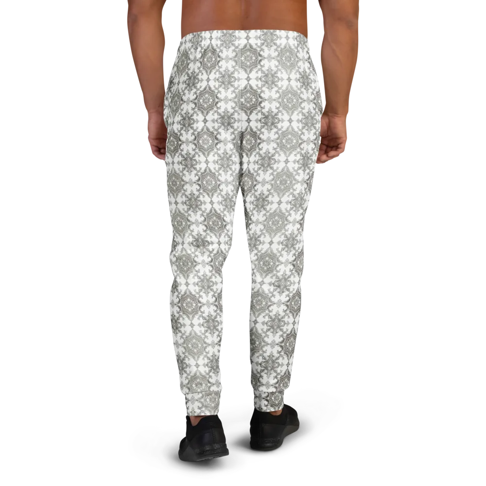 Silver Damask on Men's Joggers — Back