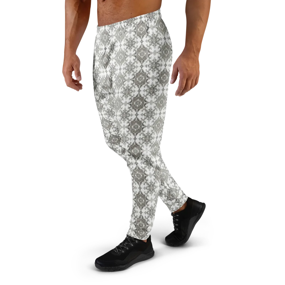 Silver Damask on Men's Joggers — Left