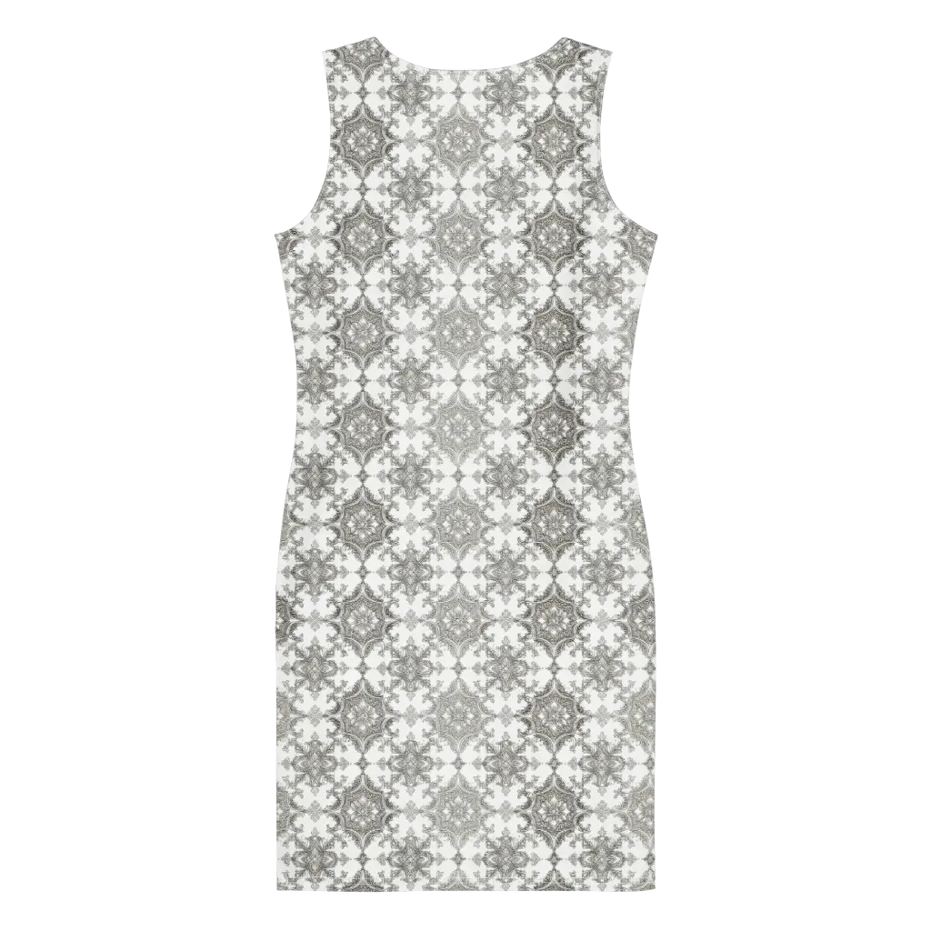 Silver Damask on Bodycon Dress — Back