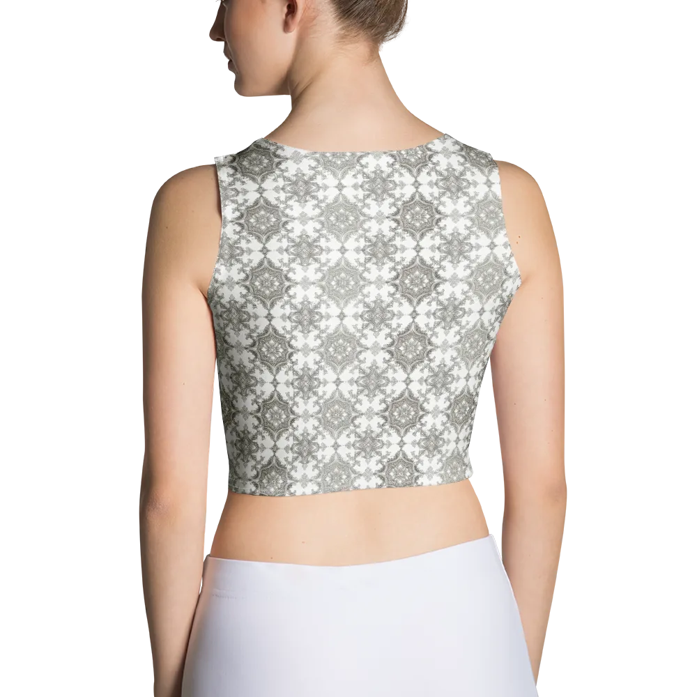 Silver Damask on Crop Top — Back