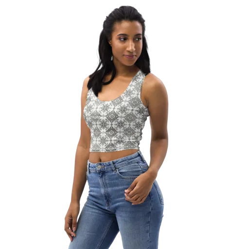 Silver Damask on a Crop Top