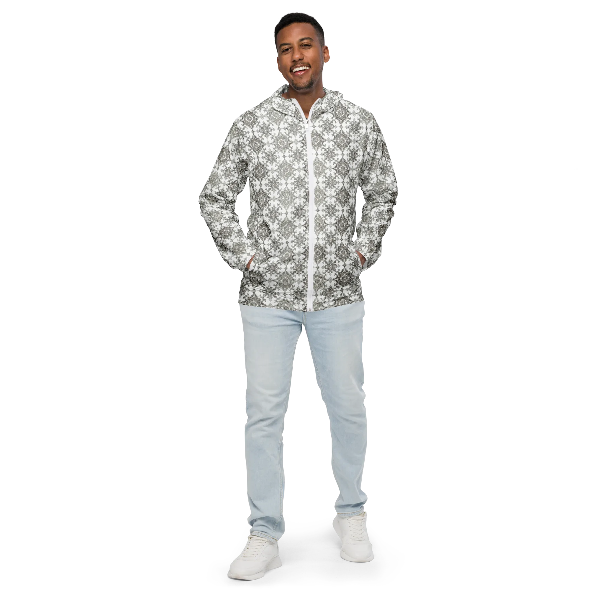 Silver Damask on Men's Windbreaker — Front