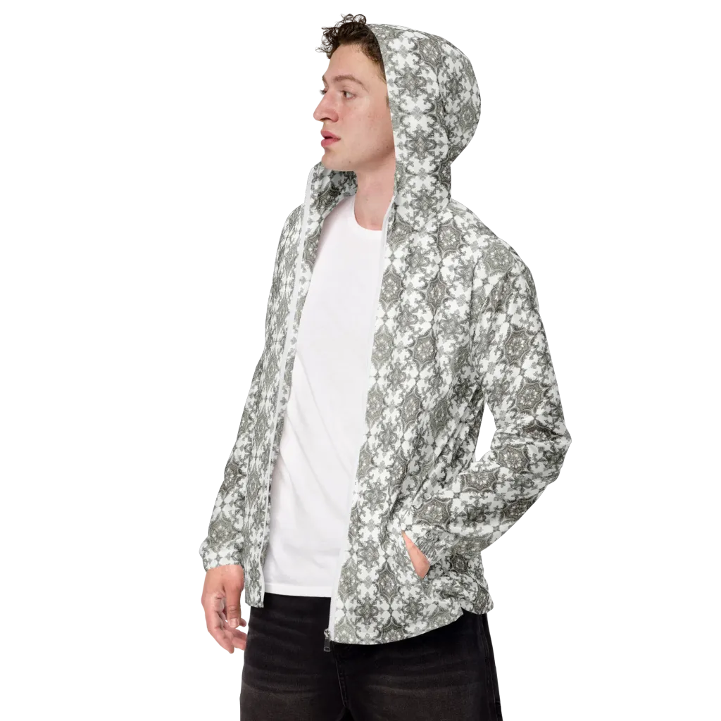 Silver Damask on Men's Windbreaker — Left Front