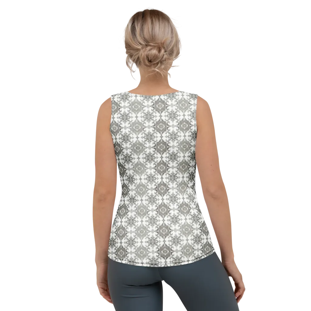 Silver Damask on Women's Tank Top — Back