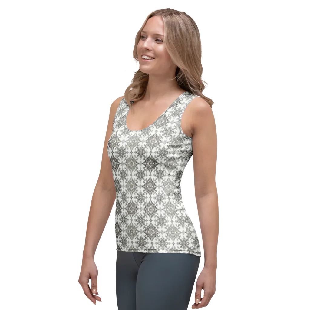 Silver Damask on Women's Tank Top — Left Front