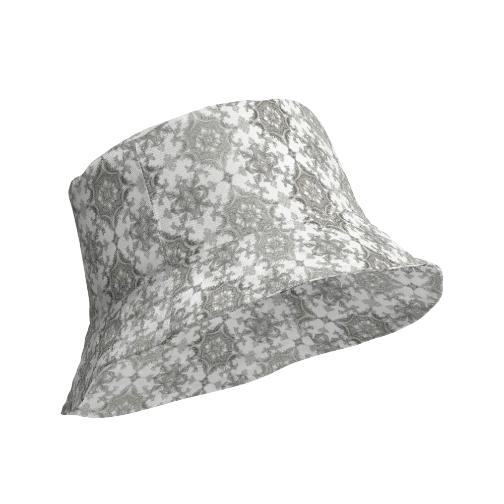Silver Damask on Reversible Bucket Hat — Product details Outside