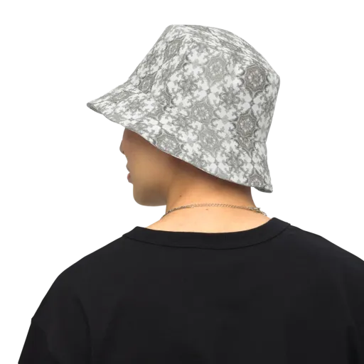Silver Damask on a Reversible Bucket Hat