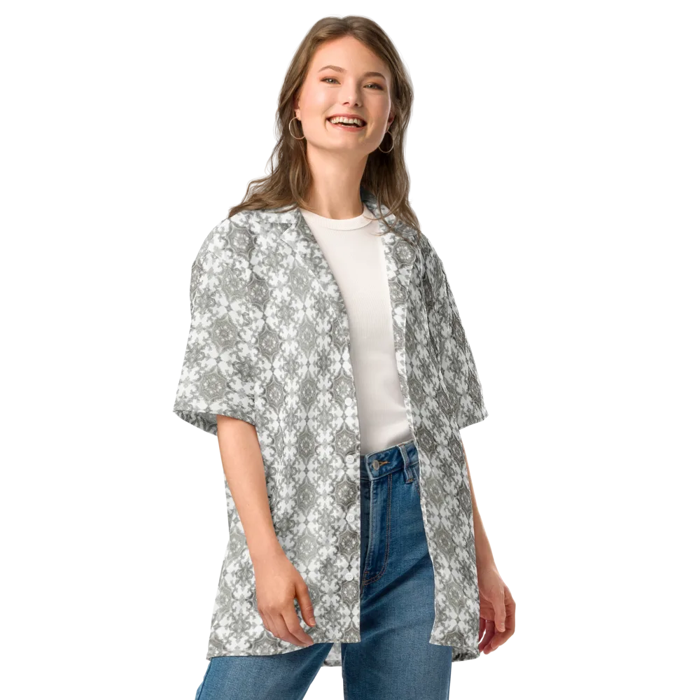 Silver Damask on Button Shirt — Front
