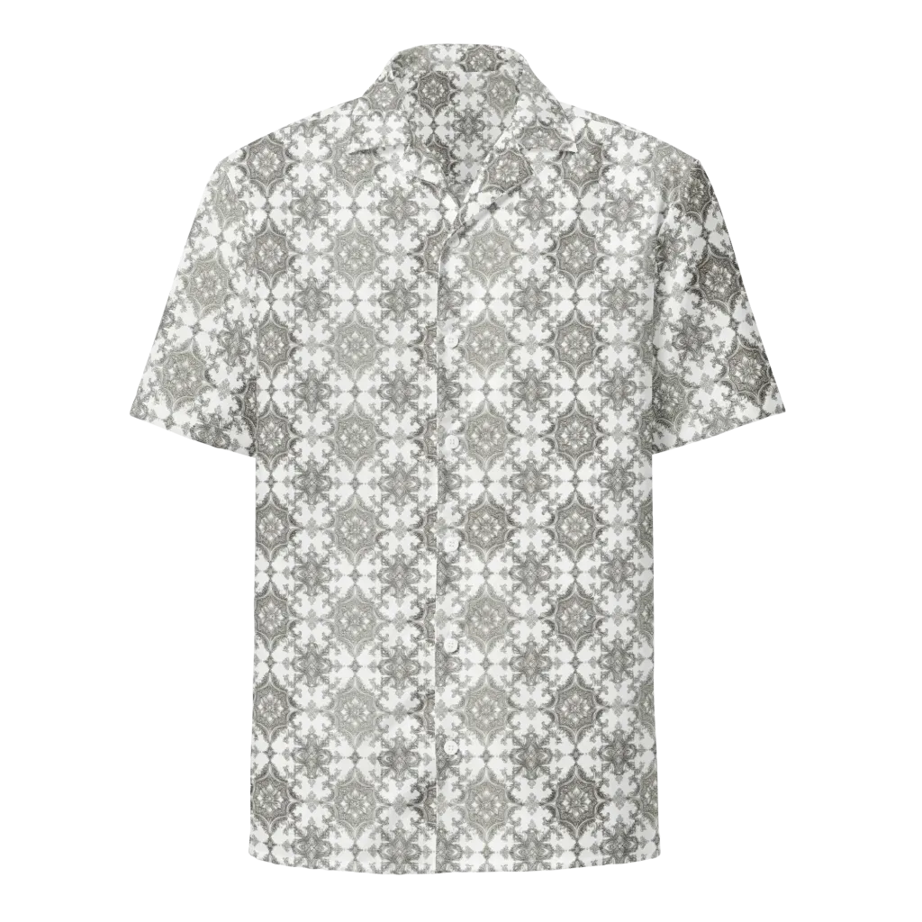 Silver Damask on Button Shirt — Front