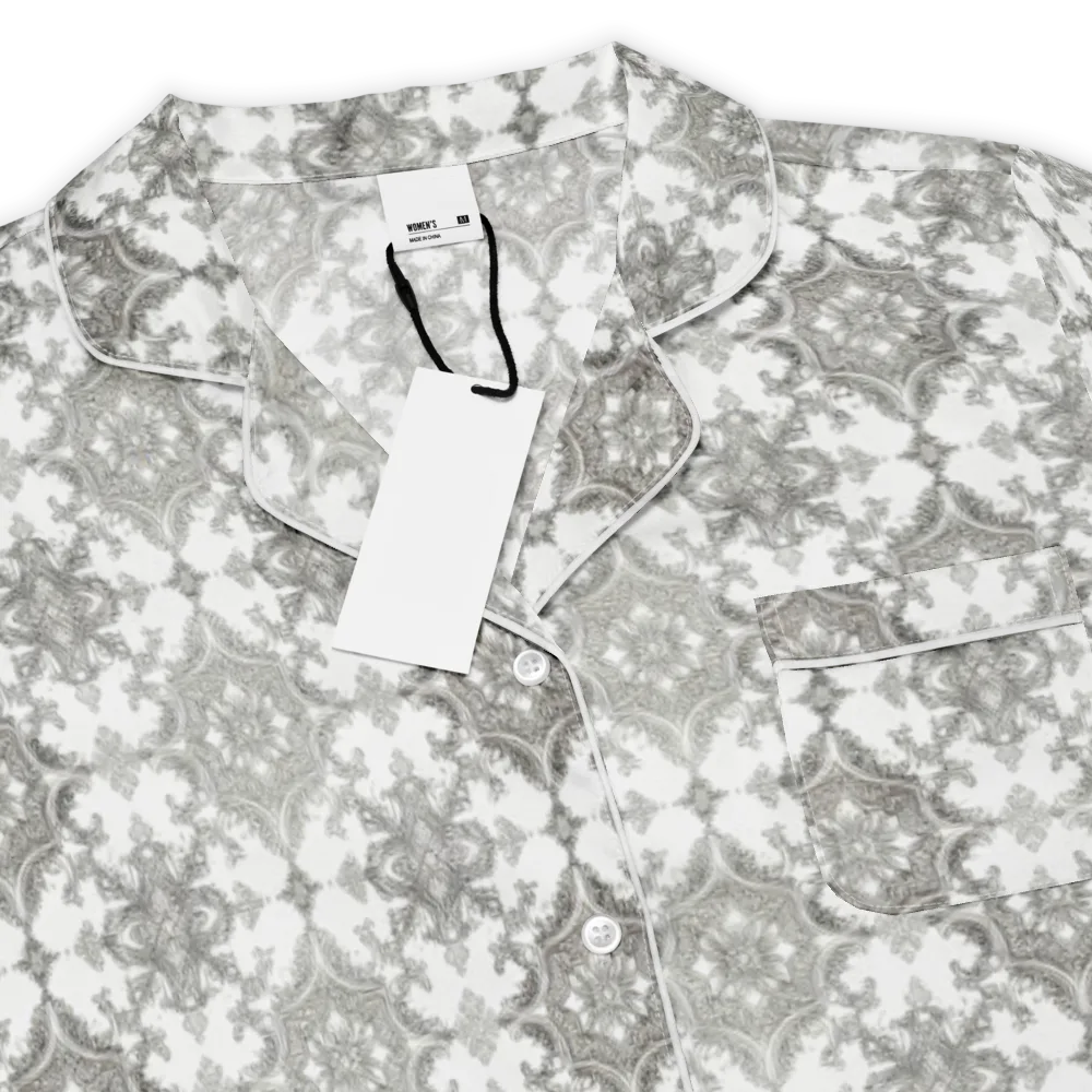 Silver Damask on Women's Short Sleeve Pajama Top — Product details