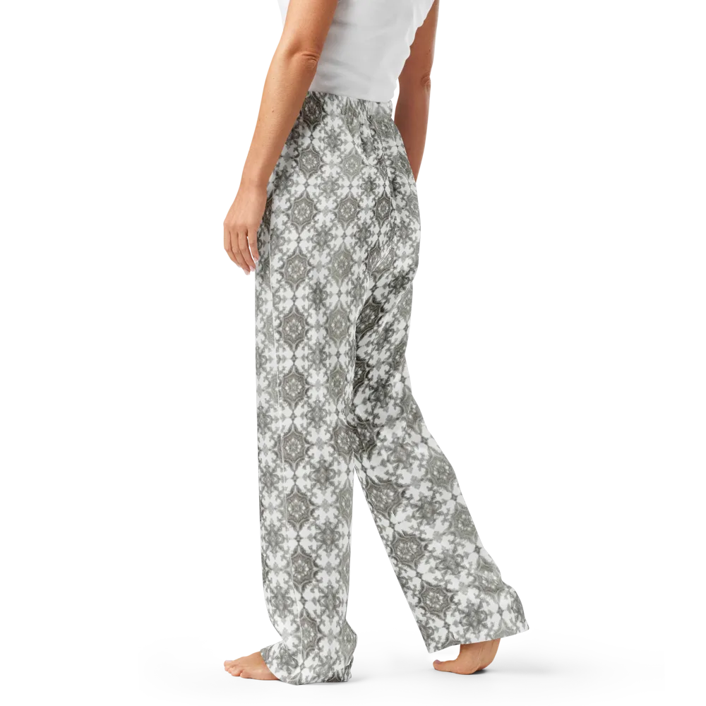 Silver Damask on Women's Pajama Pants — Left