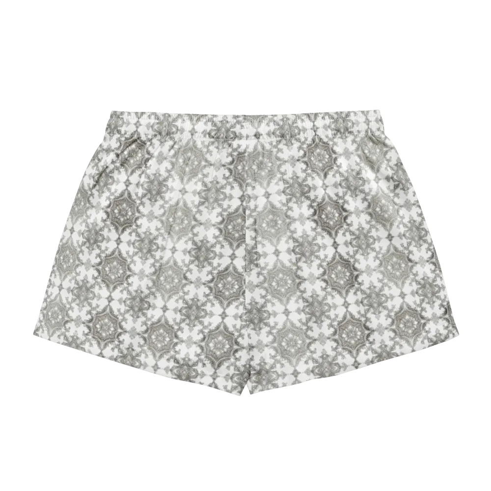 Silver Damask on Women's Pajama Shorts — Back