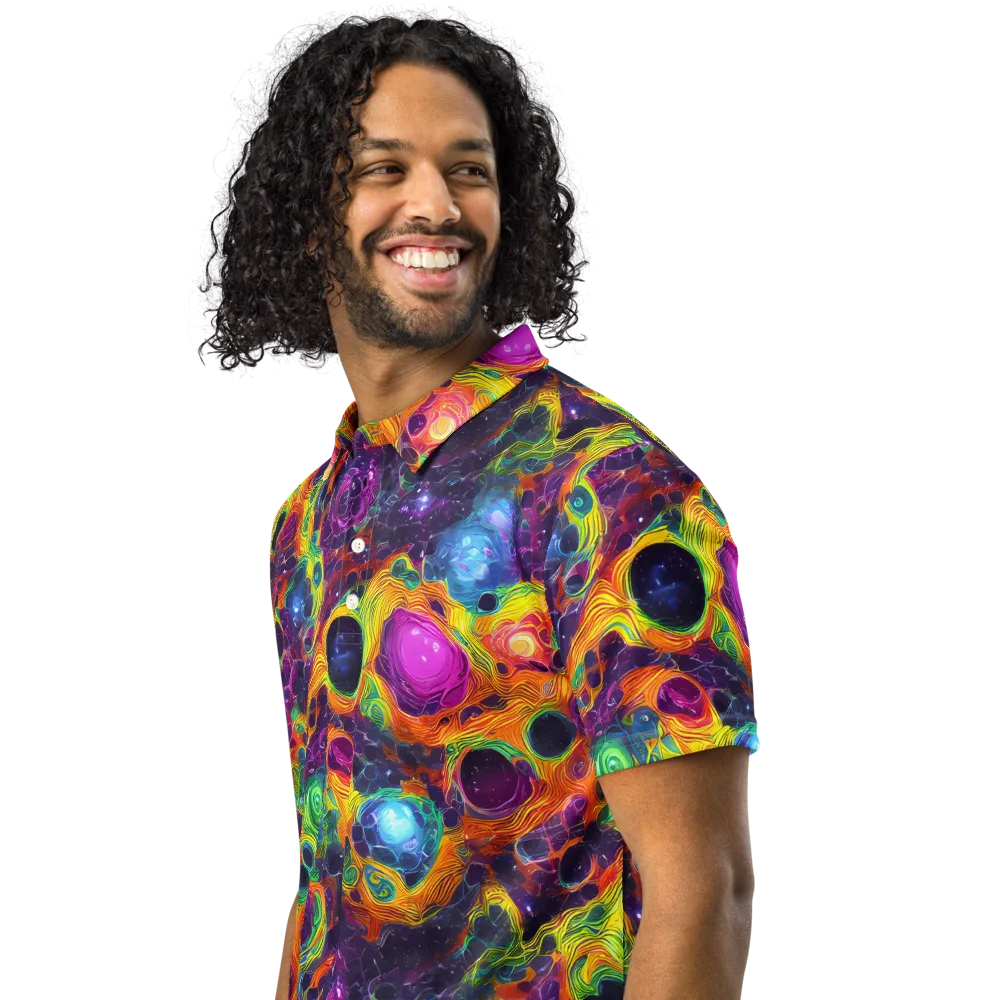 Luminous Orbits on Men's Slim Fit Polo Shirt — Left Front