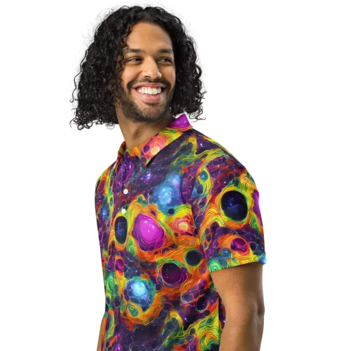 Luminous Orbits on a Men's Slim Fit Polo Shirt