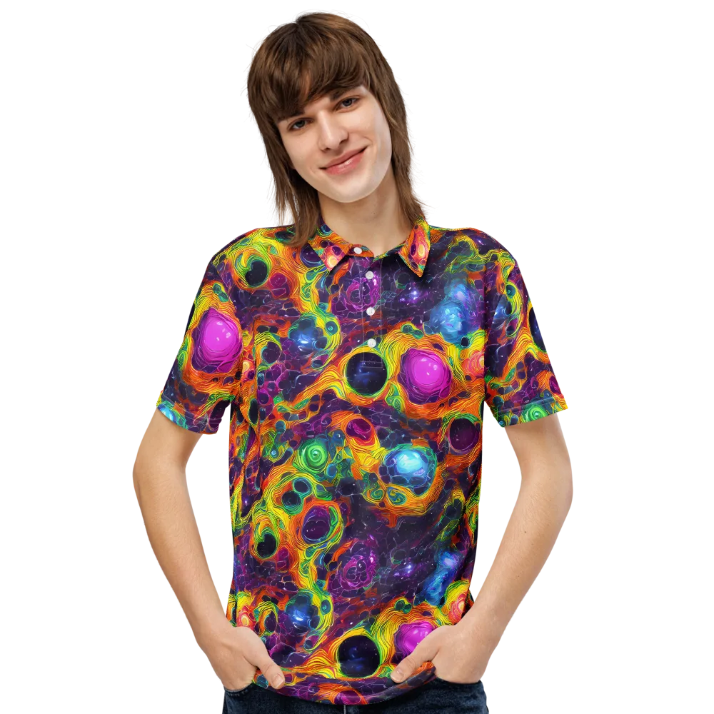 Luminous Orbits on Men's Slim Fit Polo Shirt — Front