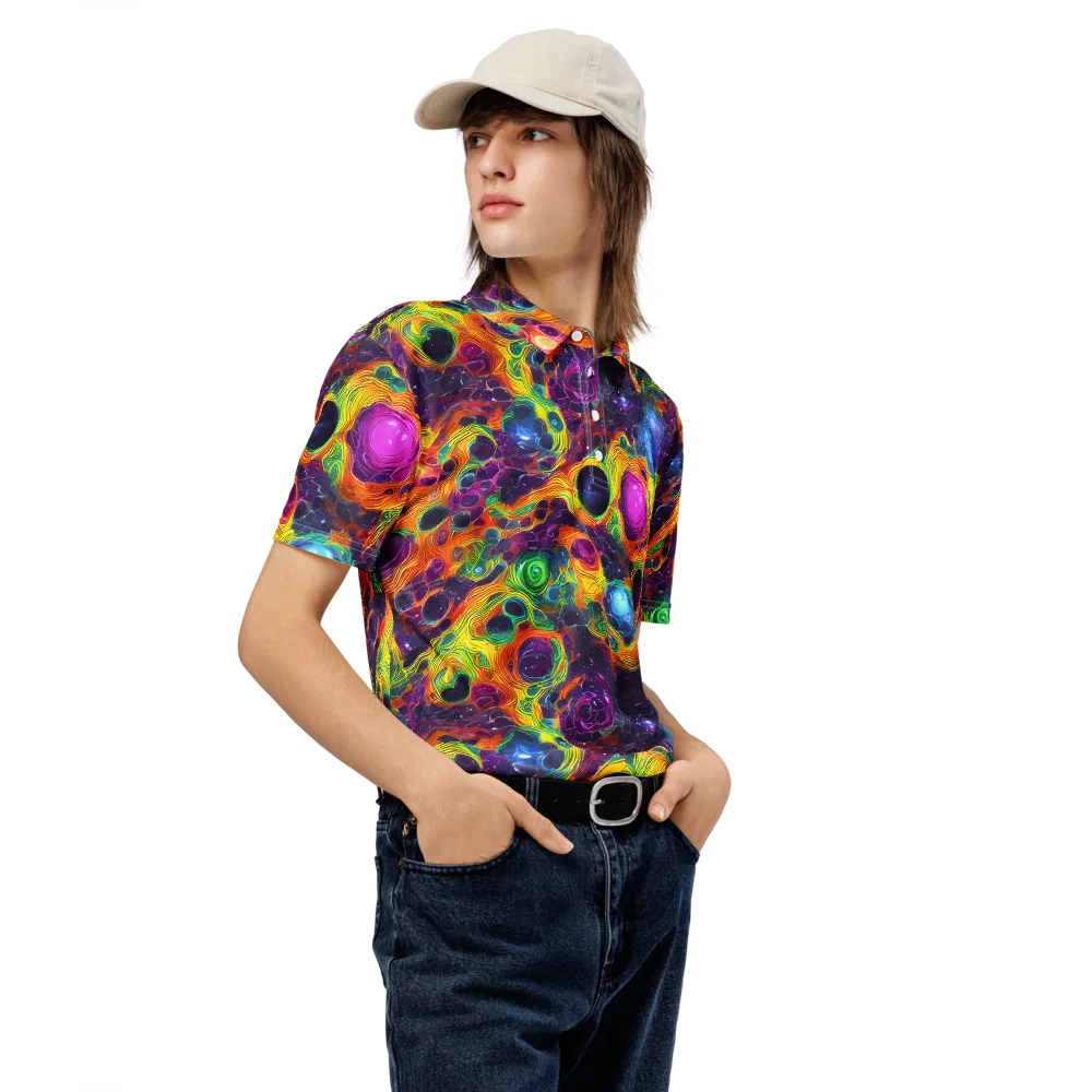 Luminous Orbits on Men's Slim Fit Polo Shirt — Right Front