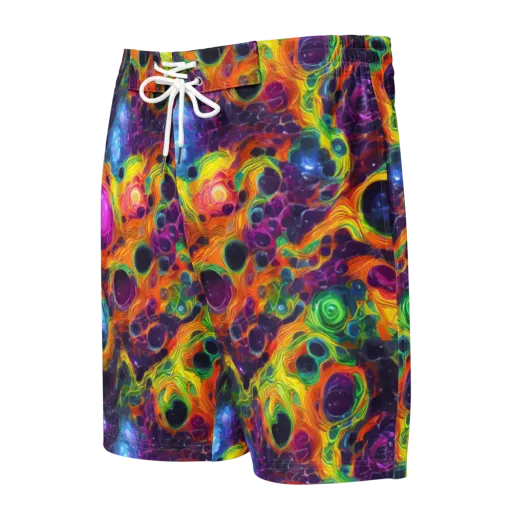 Luminous Orbits on a Men's Board Shorts